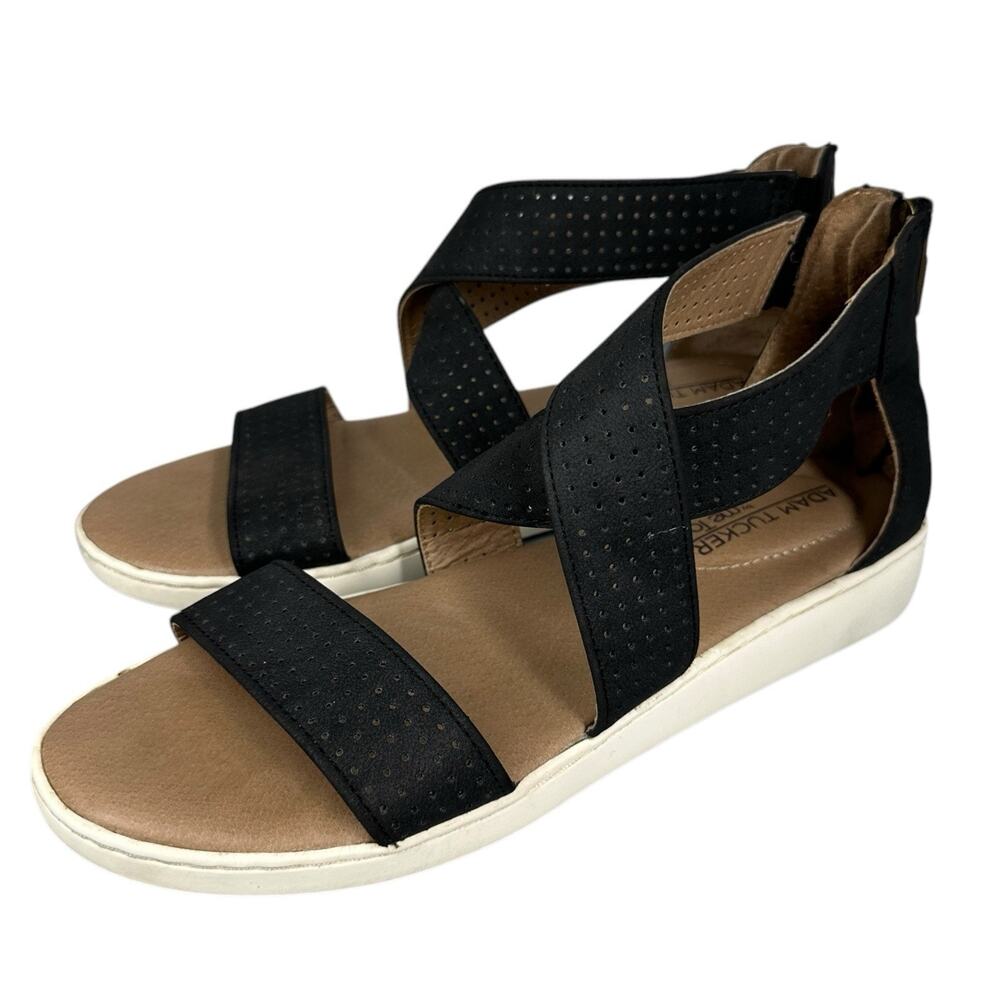 Adam Tucker Me Too Rally Sandals Shoes Womens Sz 7.5 Black Flats